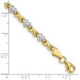 thumbnail image 3 of 14k Yellow Gold w/Rhodium Polished Heart and X Bracelet - 7", 3 of 5