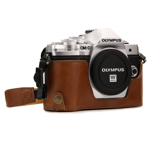 MegaGear Ever Ready Leather Camera Half Case Compatible with Olympus OM-D E-M10 Mark III
