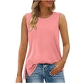 thumbnail image 2 of Otntypg Womens Summer Flowy Tank Tops Sleeveless Round Neck Solid Color Casual Side Hem Blouse Loose Fit Basic Tunic Tees Shirt Orange M, 2 of 7