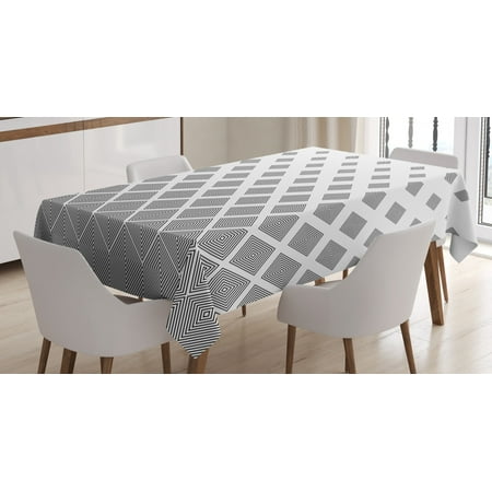 

Geometric Decor Tablecloth Monochrome Black and White Squares Pattern Abstract Designed Print Rectangular Table Cover for Dining Room Kitchen 52 X 70 Inches Black and White by Ambesonne