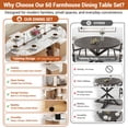 thumbnail image 6 of Blotout 5 PCS Farmhouse Dining Table Set for 4, 60'' Large Oval Folding Dining Table Set w/4 Leather Chairs,6 Wheels,Drop Leaf Foldable Kitchen Table w/2-Layer Storage Shelf for Small Spaces, White, 6 of 8