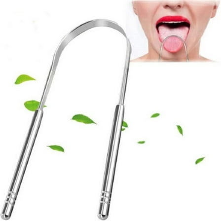 Stainless Steel Tongue Scraper,1 Pc Easy to Use Tongue Cleaner,Fights Bad Breath Tongue Cleaner,Tongue Scraper for Adults,Mouth Care for Fresh Breath (Silver)