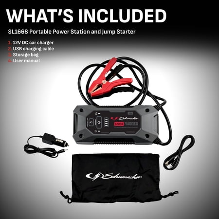Schumacher SL1668 1200 Peak Amp 12V Rugged Lithium Jump Starter and USB Power Pack, New in Box