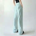 thumbnail image 4 of STETMN High Waisted Pants for Women Drawstring Straight Leg Solid Toursers Casual Baggy Pant, 4 of 5