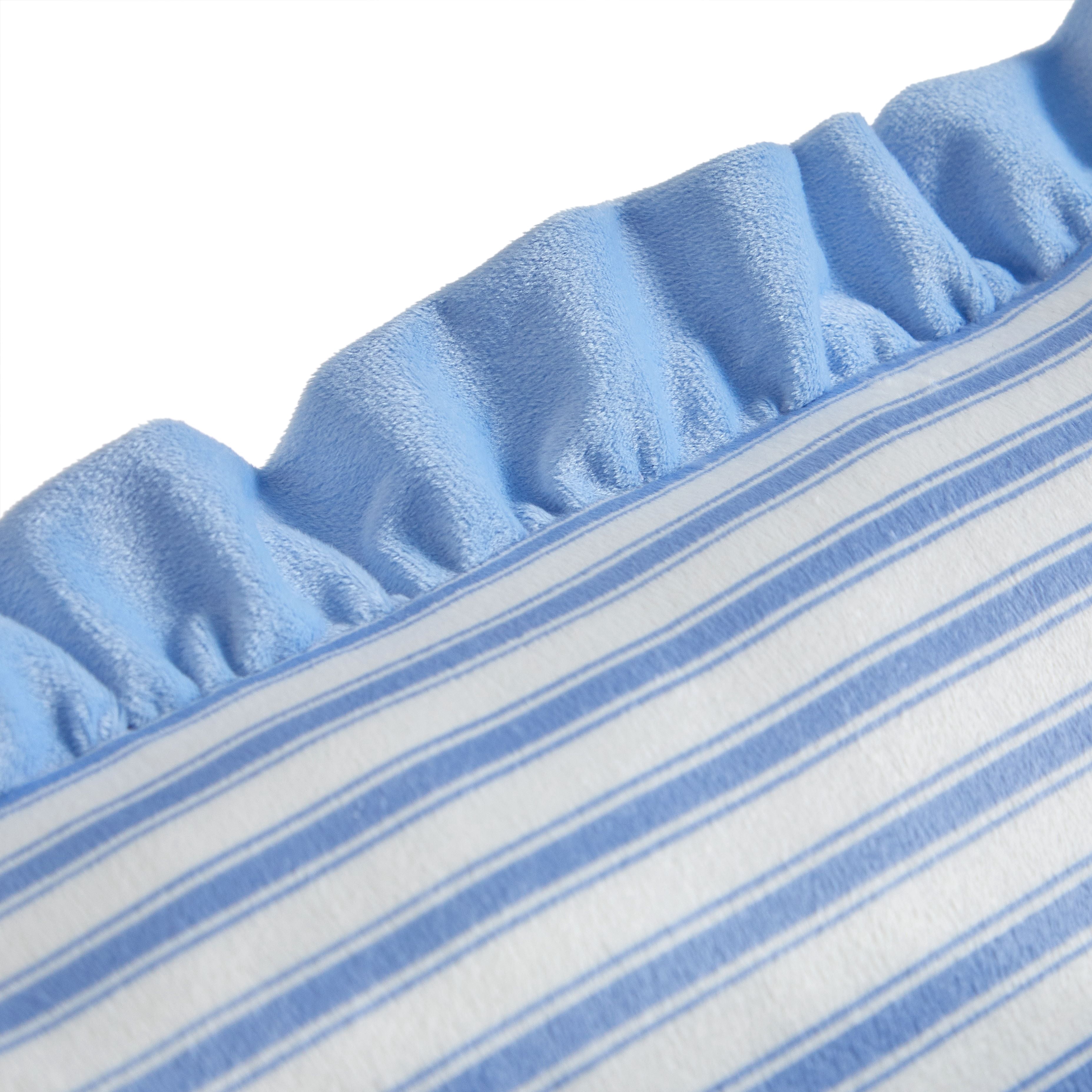 Urban Shop Petals & Pearls 16"x16" Square Stripped Ruffle Decorative Throw Pillow, Blue