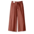 thumbnail image 7 of Yievot Women's Summer Culottes Loose Wide Leg Flowy Capri Pants Palazzo Casual Drawstring Elastic Waist Lace Capris with Pockets, 7 of 7
