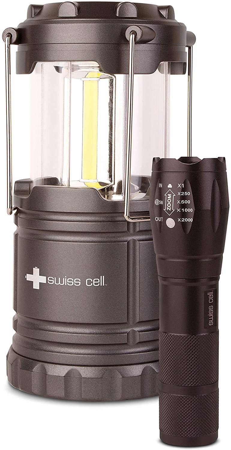 Camping Lantern and Tactical Flashlight Set 2 Pcs High Intensity COB