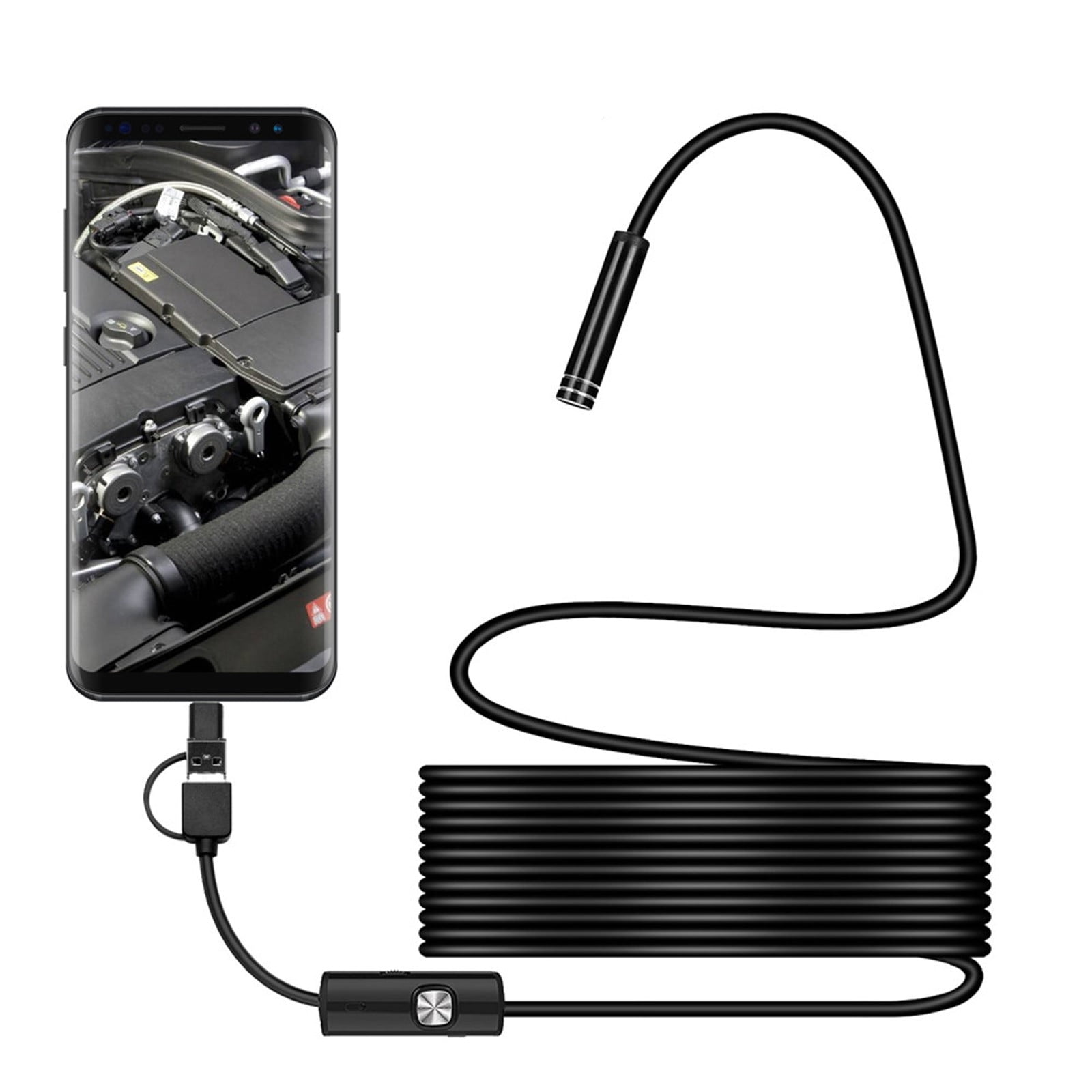 JilgTeok 3 Packs 3 in 1 Android Endoscope Camera 7mm HD Inspection Borescope with 6 LED Lights for Phone PC USB Waterproof Snake Camera for Plumbing Car Engine Repair