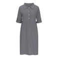 thumbnail image 6 of Meichang Womens Summer Shirt Dresses Casual Cotton Linen Dresses Roll Up Half Sleeve Button Up Collar Knee Length Dresses Beach Tunic Dress, 6 of 6