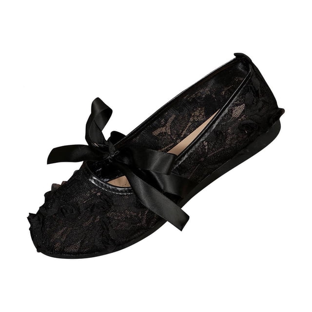 Zapatos Redondos Encajes de Moda Casual Encaje de las Mujeres Bowknot Versátil Dulce Suave-Soldado Punteado Dedo Del Pie Cerrado-Dedo Del Pie Elegante Encaje de los Zapatos Planos