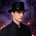 thumbnail image 5 of BELTNOV Men's Classic Retro Top Hat Steampunk Magician Wide Brim Hat with Satin Band for Stage Performance Festival Party Black, 5 of 5