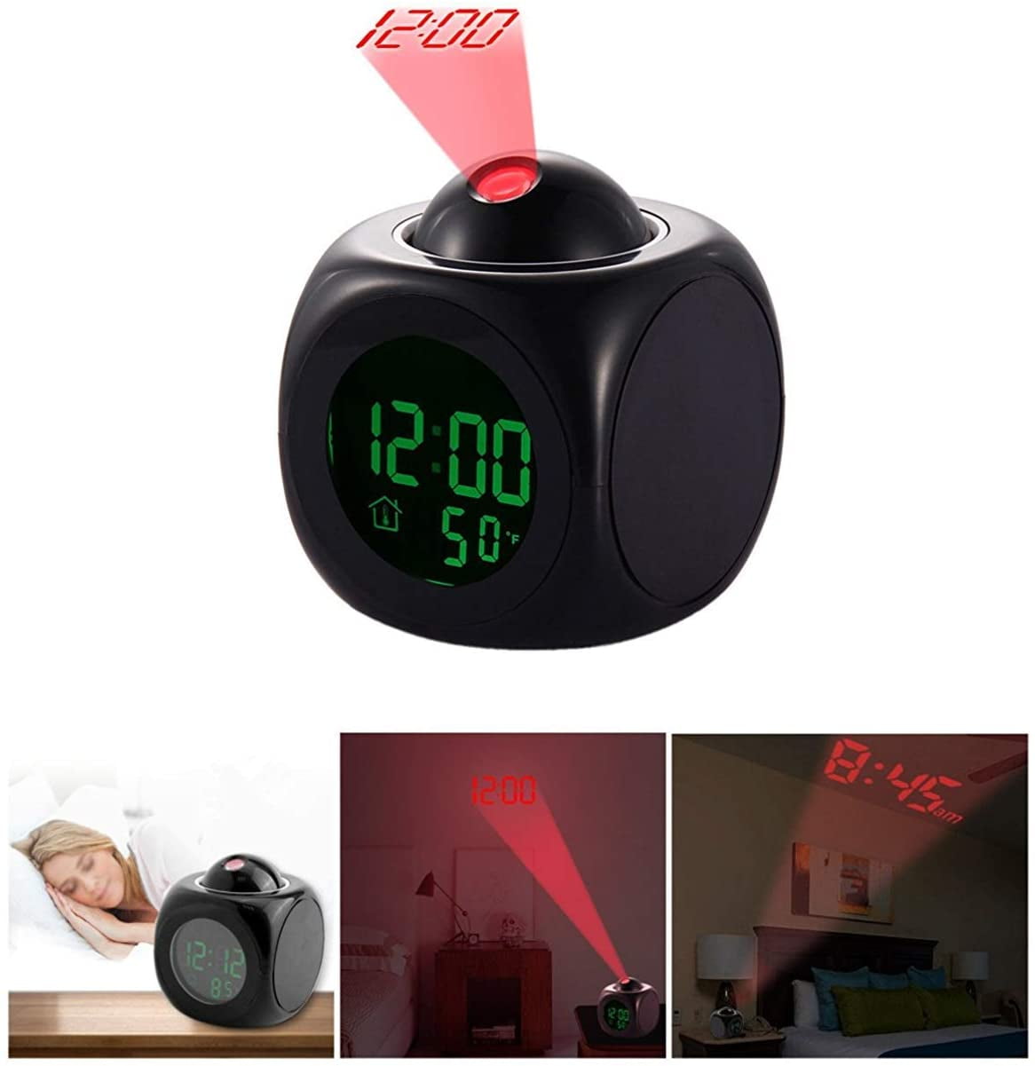Digital Projection Alarm Clock With LCD Display Voice Talking LED Projector 
