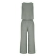 thumbnail image 4 of lmcalzta Linen Set for Women Sleeveless Square Neck Tank Top High Waisted Wide Leg Pants Casual 2 Piece Outfits, 4 of 8