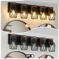 thumbnail image 6 of 31" Industrial Vintage 5-Light Wall Sconce - Black Cage Wall Lighting Fixture with Wooden Accents for Bathroom, Hallway, or Living Room (Bulb Not Included), 6 of 10