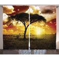 thumbnail image 2 of Safari Curtains Single Tree at Dreamy African Sunset with Dark Dramatic Clouds on The Sky Art Photo Living Roo, 2 of 4