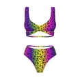 thumbnail image 4 of Daiia Animal Paw Rainbow Women's Bikini Set Two Piece Swimsuit High Waisted Bikini Adjustable Straps Bikini Perfect for Beach, Pool, and Summer Vacation-Medium, 4 of 9