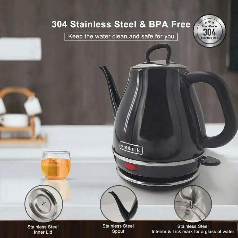 Electric Kettle(1.0L), 100% Stainless Steel BPA Free Classic Pour