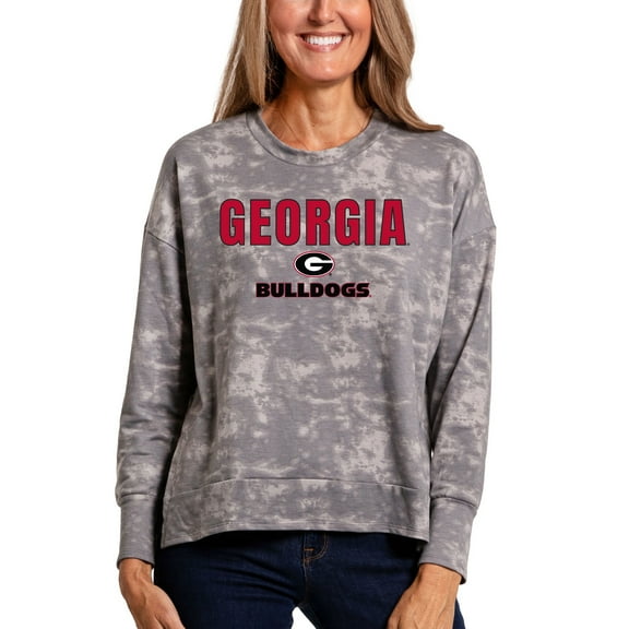 Women's Gray Georgia Bulldogs Brandy Tie-Dye Long Sleeve Tri-Blend Pullover Top