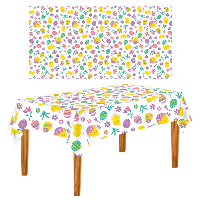Mantel desechable para fiesta de Pascua (137 x 274 cm) | Mantel de plástico impermeable para fiestas, cumpleaños y picnics | Decoración de mesa fácil de limpiar y antiderrames para reuniones