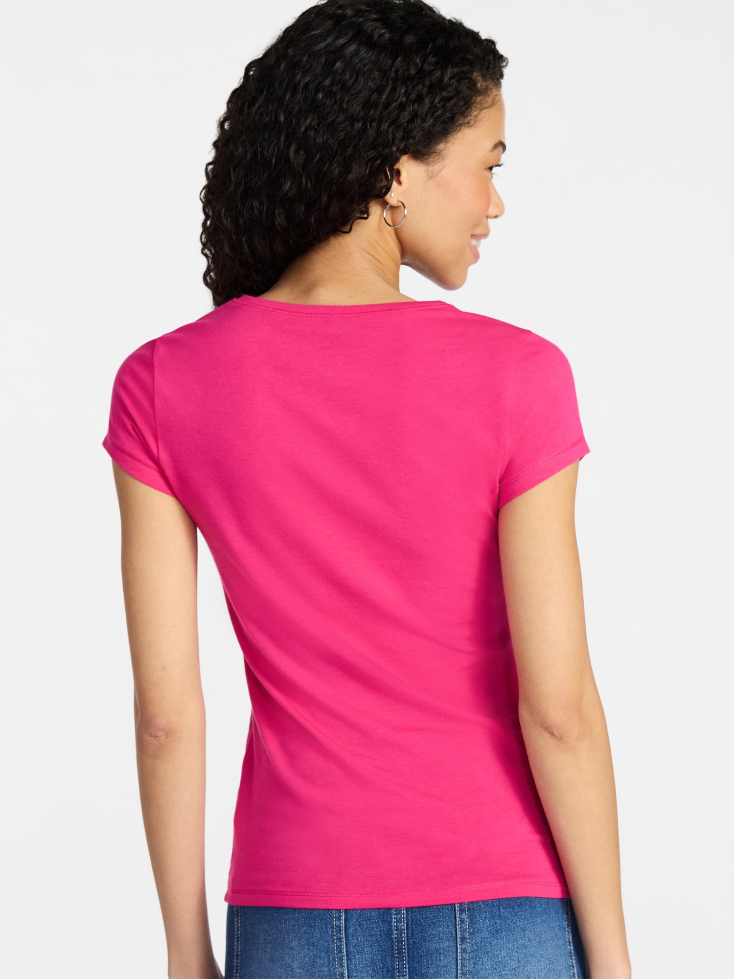 No Boundaries Crew Neck Tee with Short Sleeves, 1 or 3-Pack, Women’s