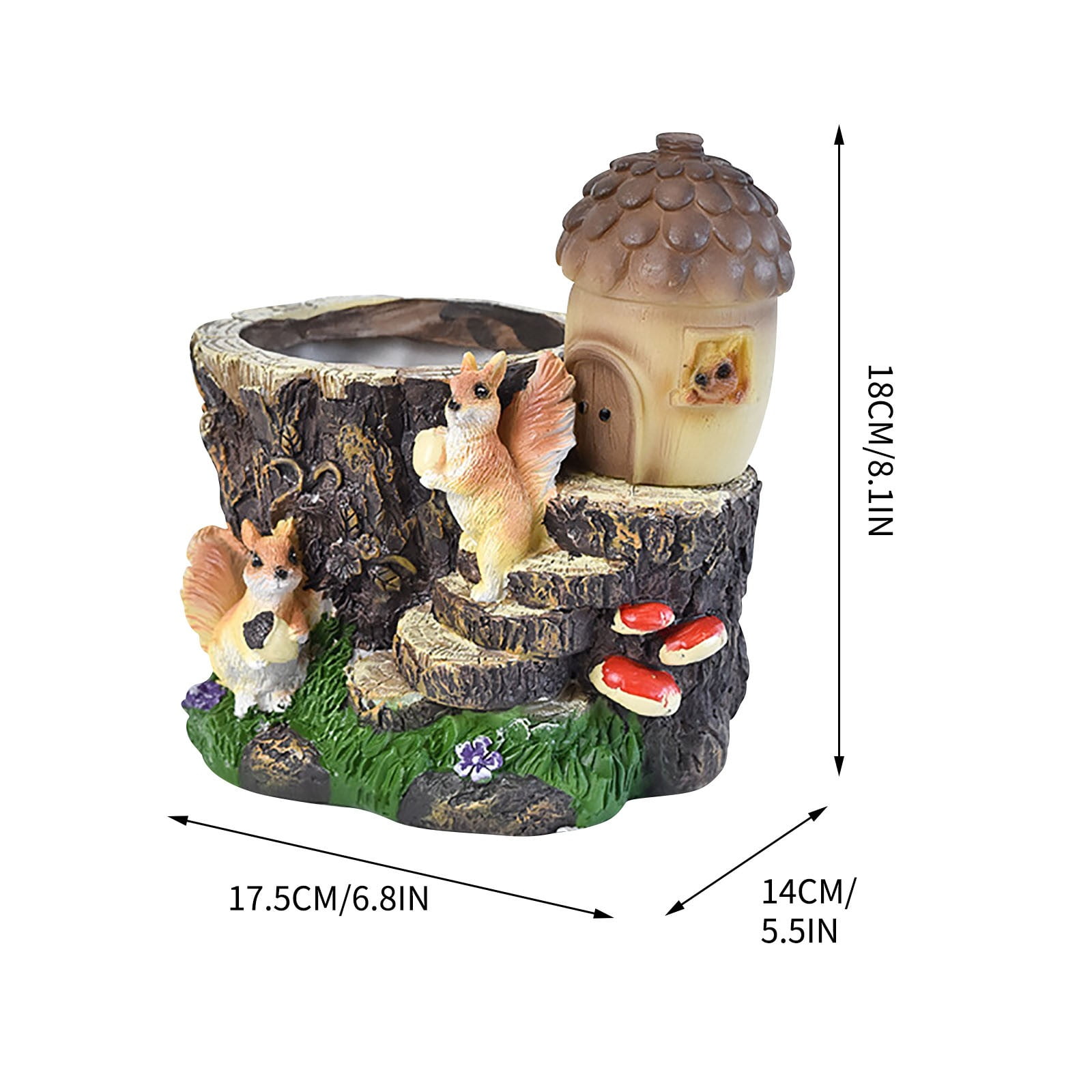 Darzheoy Outdoor Squirrel Statues Solar Sculptures with Solar Lights and Flowerpot Funny Garden Decor Animal Figurines Resin Outdoor Statues for Patio Yard Lawn Balcony Gifts