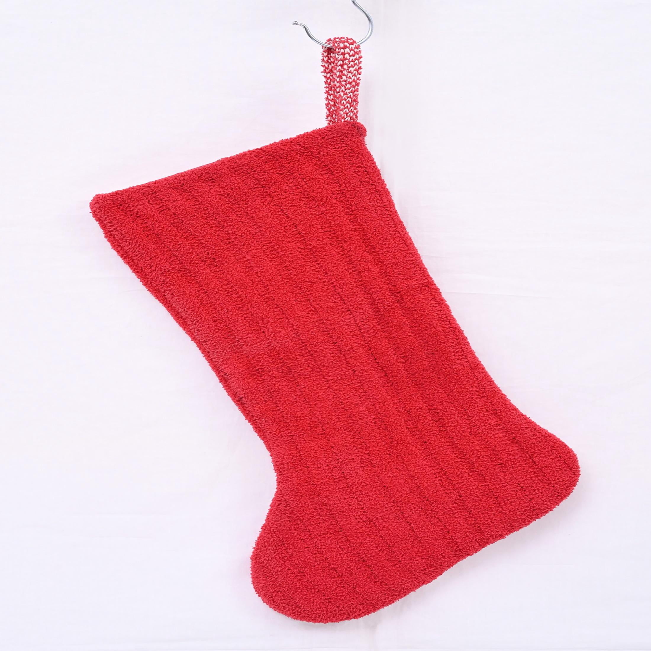 (2 pack) Holiday Time 7.5"X21" Tree Fuzzy Red Christmas Stocking
