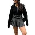 thumbnail image 1 of Coduop Women High Waisted Pleated Skirt Plain Plaid A-line Mini Skirt Club Streetwear, 1 of 6
