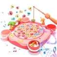 thumbnail image 4 of EagleStone Kids Water Table Fishing Game – Rotating Fish Board with Music, 45 Fish & 2 Poles, Fun Fishing Game for Toddlers and Kids (Pink), 4 of 8