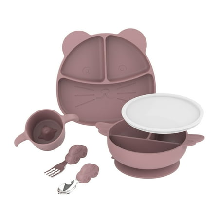 

Cute Dinosaur Plates Baby Utensils Silicone Plate Silicone Baby Plates Dinning Table Clothes Set for 4 Chairs Natural Table Runner