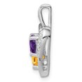 thumbnail image 2 of Sterling Silver Amethyst Citrine and Diamond Pendant Charm, 2 of 4