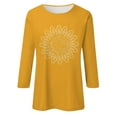 thumbnail image 5 of Knosfe Womens Tops 3/4 Sleeve Summer Sunflower Slim Cute Tops Crewneck Slim Fit Half Sleeve Tshirts Shirts Spring Blouse Orange 2XL, 5 of 5