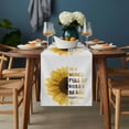thumbnail image 2 of Yellow Sunflower Table Runner - 120 Inch Long, Kitchen Dining Table Runner Dresser Scarves, Floral Rustic White Quotes Farmhouse Decor for Coffee Tables Wedding Party Banquet, 2 of 8