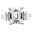 thumbnail image 5 of 14K White Gold Ring Band Moissanite Octagon Emerald Baguette, Size 6, 5 of 7