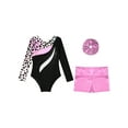 thumbnail image 5 of TiaoBug Kids Girls Gymnastic Dance Outfits Long Sleeve Leotard Workout Bodysuit with Shorts Tumbling Tracksuit Leopard 8, 5 of 7