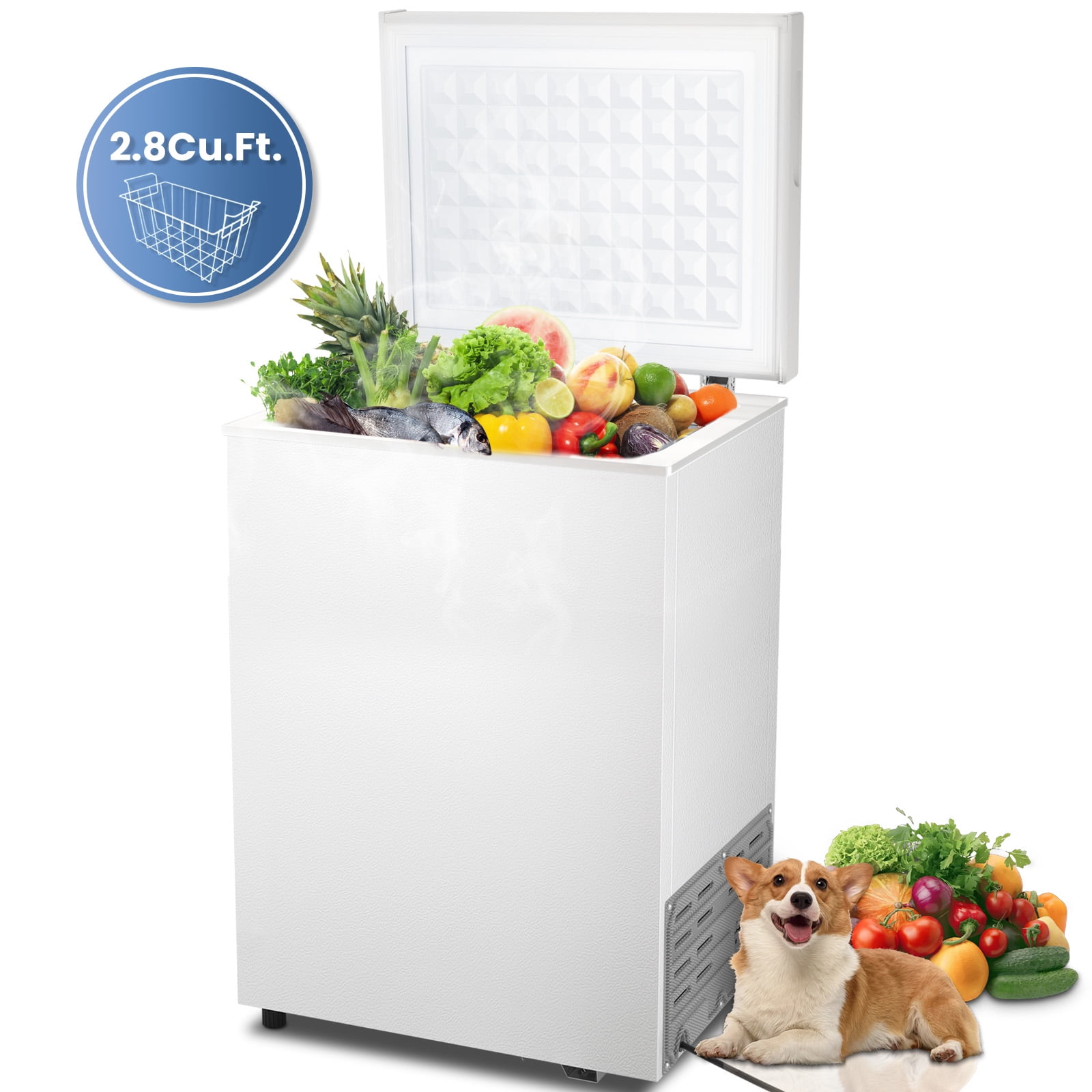 KISSAIR 2.7 Cubic Feet Chest Freezer with Free Standing Top Open Door  Compact Freezer with Adjustable Temperature (2.7 Cubic Feet, White)