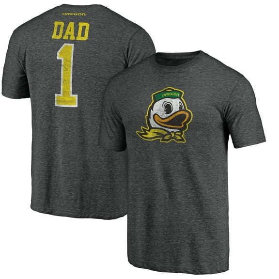 Men's Charcoal Oregon Ducks Greatest Dad Logo Tri-Blend T-Shirt