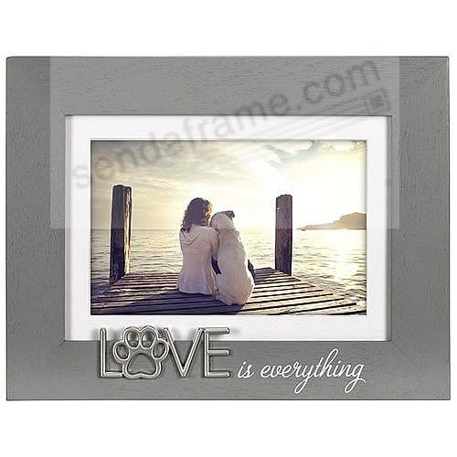 Malden Int Designs 5x7 Matted to 4x6 Sentiment Pet Picture Frame Love is everything MDF Wood Traditional Picture Frame Gray