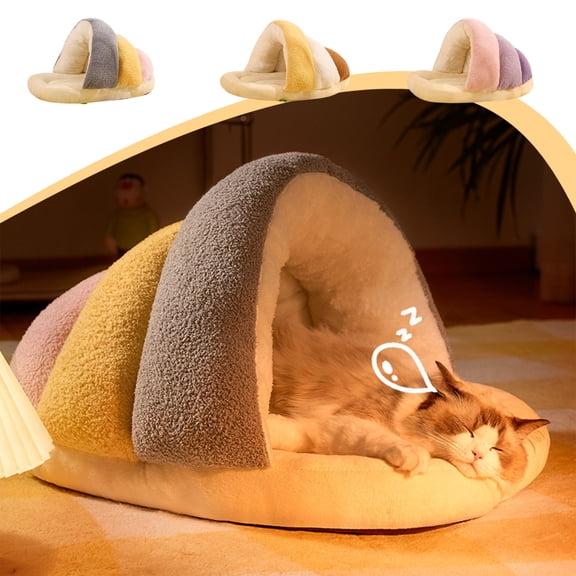 Cat Cave Bed for Indoor Cats and Small Dogs, Cute Slipper Cat Cave Bed Cat House, Cozy & Soft Plush, Non-Slip, Washable for Kittens and Puppies, 15.75"x11.42"