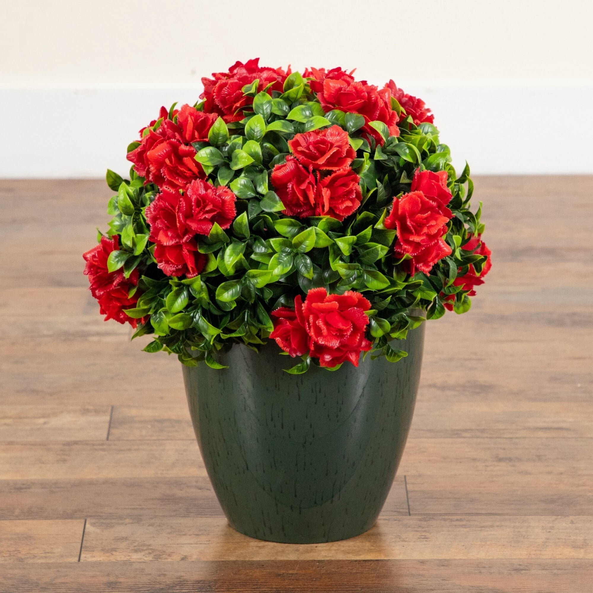 18in. UV Resistant Artificial Camellia in Black Decorative Planter (Indoor/Outdoor)