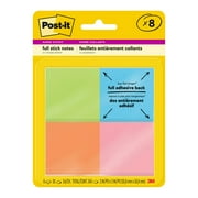 Post-it Full Stick Notes, 2" x 2", Energy Boost Collection Colors, 25 Sheets Per Pad, 8 Pads Per Pack