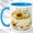 Blue, variant on Sunflower Cake Coffee Mug, Yellow Floral Dessert Cup, Watercolor Birthday Cake Art Gift for Women, Summer Tea Party, Ceramic 11 Oz Mug
