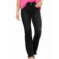 thumbnail image 1 of Pantalones Vaqueros Rectos para Mujer, Cintura Alta, Elásticos, Deshilachados, con Dobladillo Sin Rematar, Holgados, Informales. Negro L, 1 of 7