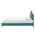 thumbnail image 6 of Platform Bed Frame, Full Size, Teal Blue, Velvet, Modern Contemporary, Bedroom Master Guest Suite Room, 6 of 10