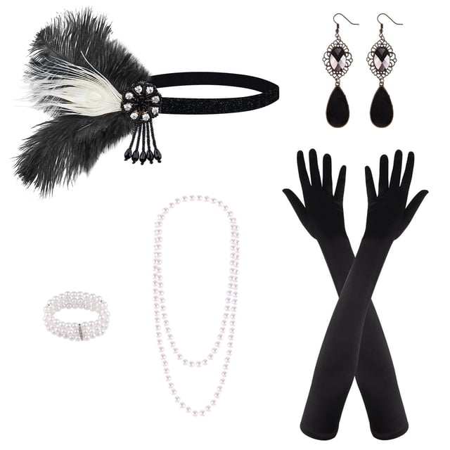 Set de accesorios PLULON Flapper Great Gatsby de los años 20, 8 piezas