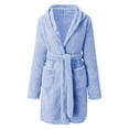thumbnail image 3 of LEEYNEER Short Robes for Women Super Soft Plush Fuzzy Hooded Bathrobe Lightweight Knee Length Nightgown Pajamas Sleepwear Housecoat, 3 of 4