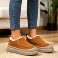thumbnail image 6 of Knivor Platform Slip On Ankle Bootie Slippers for Women Fleece Lined Thick Sole Closed Back Warm Winter Bootie Slippers for Indoor Outdoor Daily Wear, 6 of 9