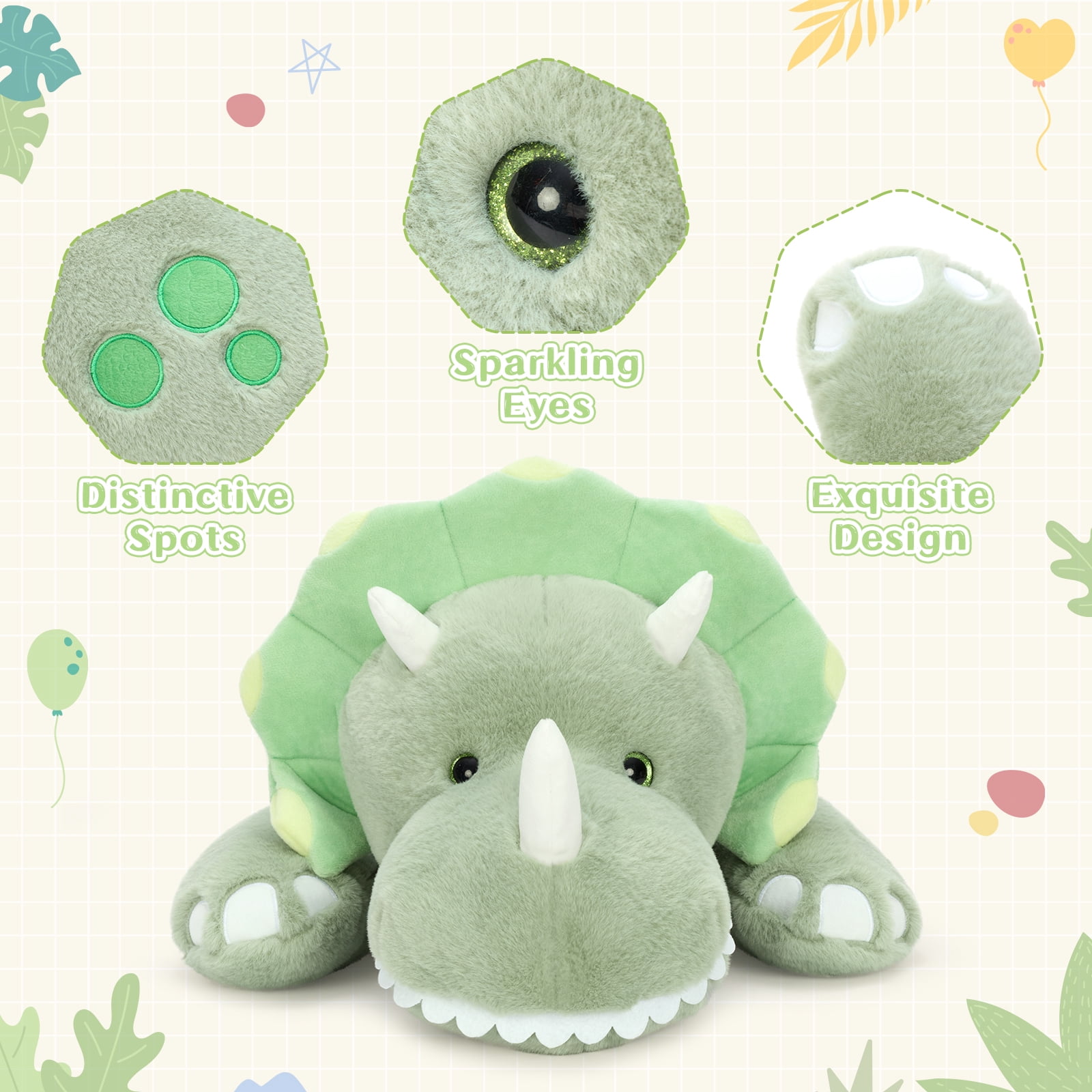 MaoGoLan 31'' Luminous Dinosaur Stuffed Animal Gaint Weighted Dinosaur Body Pillow Glow In The Dark Plush Toy