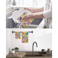 thumbnail image 5 of Easter Colorful Eggs Kitchen Dish Towels for Drying Dishes Set of 2, Spring Floral Polka Dot Green Striped Waffle Weave Microfiber Hand Tea Bathroom Towels Quick Dry & Absorbent Towel 12x12, 5 of 7