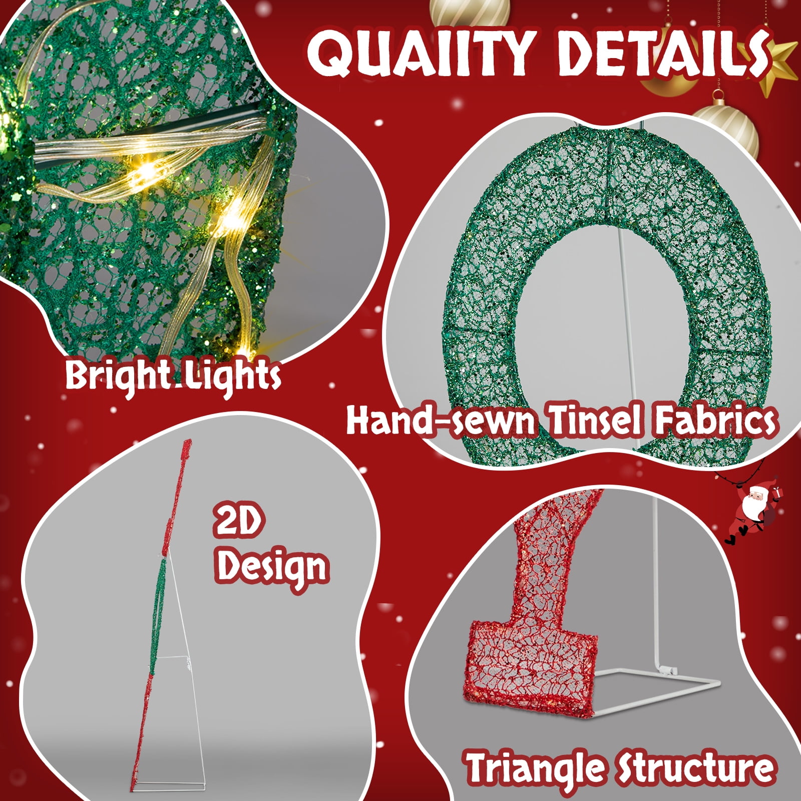 JOY Letter Sign Christmas Lighted Decoration Pre-lit 2D Letter Display with 45 LED Warm White Lights and Stakes for Xmas Outdoor Holiday Indoor Decor Lighted Holiday Displays