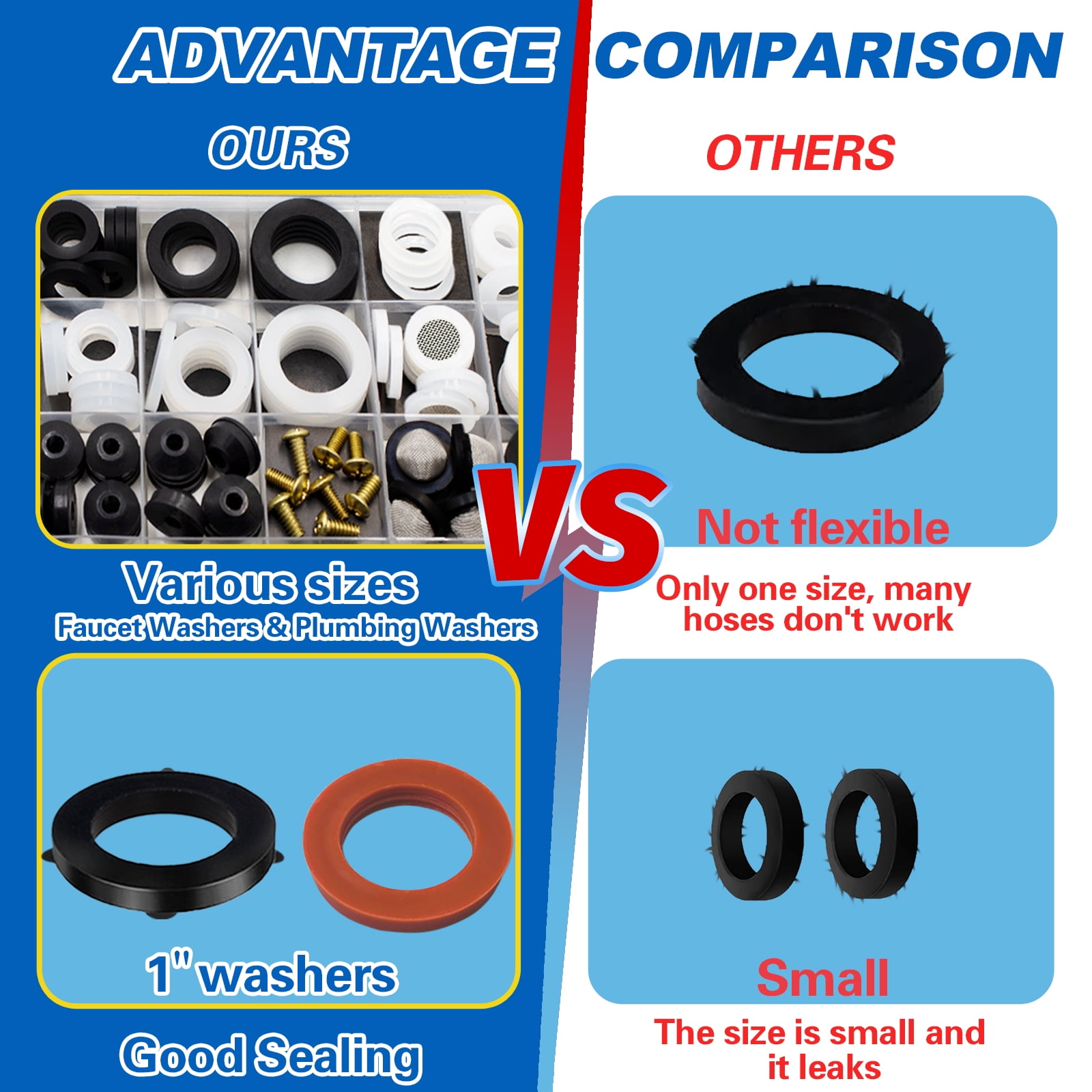 Tanbupu 1075Pcs Universal Plumbing Repair Kit - Faucet Washers, O-Rings, Gaskets & Pick Hook - View #12